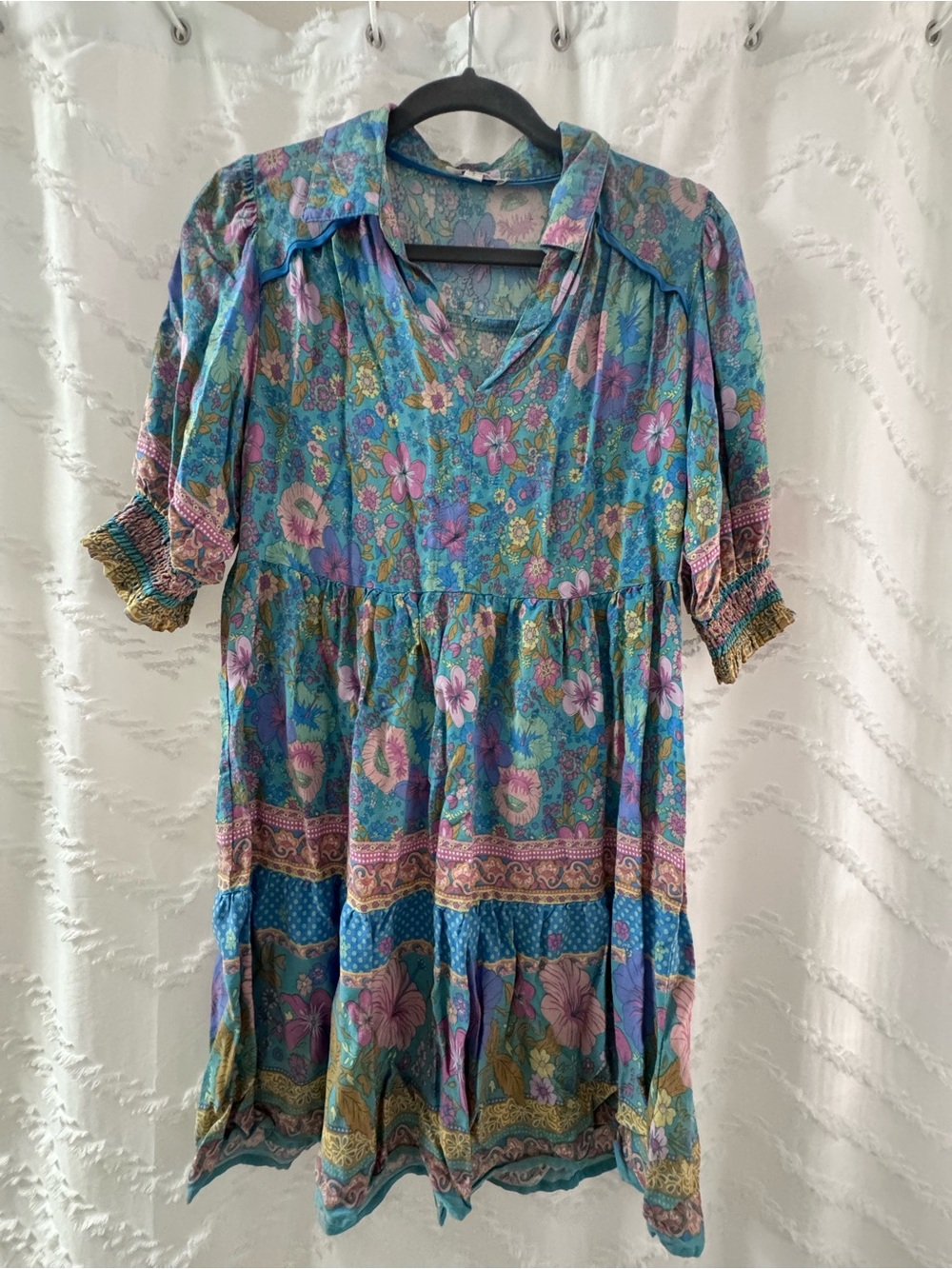 Umgee Floral Print Blue Green Pink Top/dress